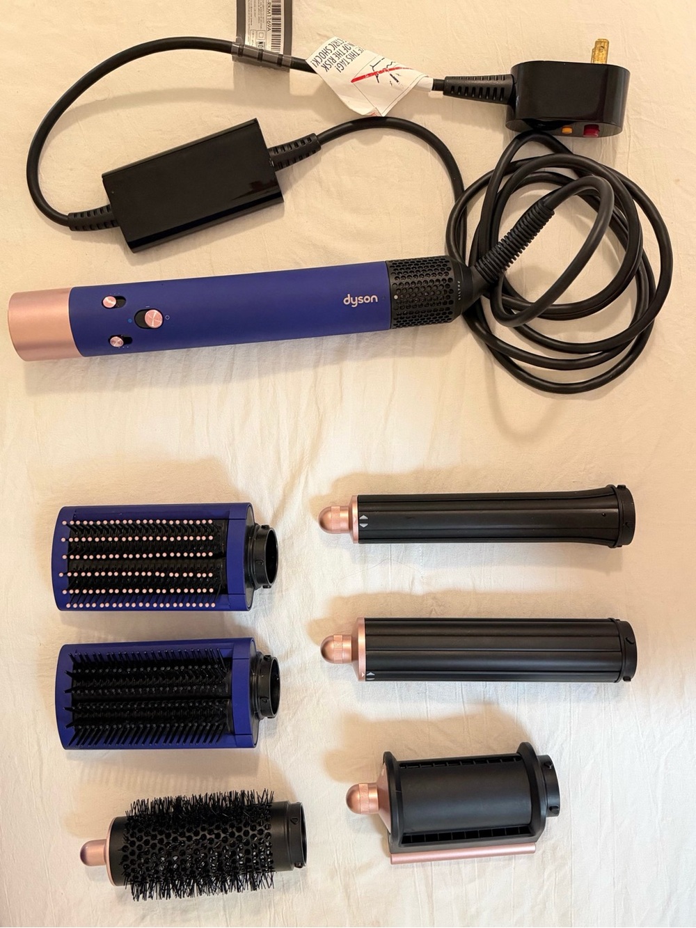 Dyson hair styler set in purple with rose gold accents